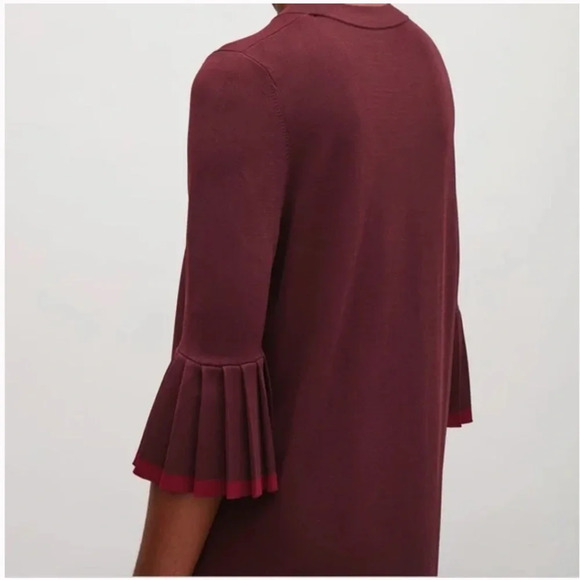 COS Burgundy Dress with Bell Sleeves - Picture 2 of 8